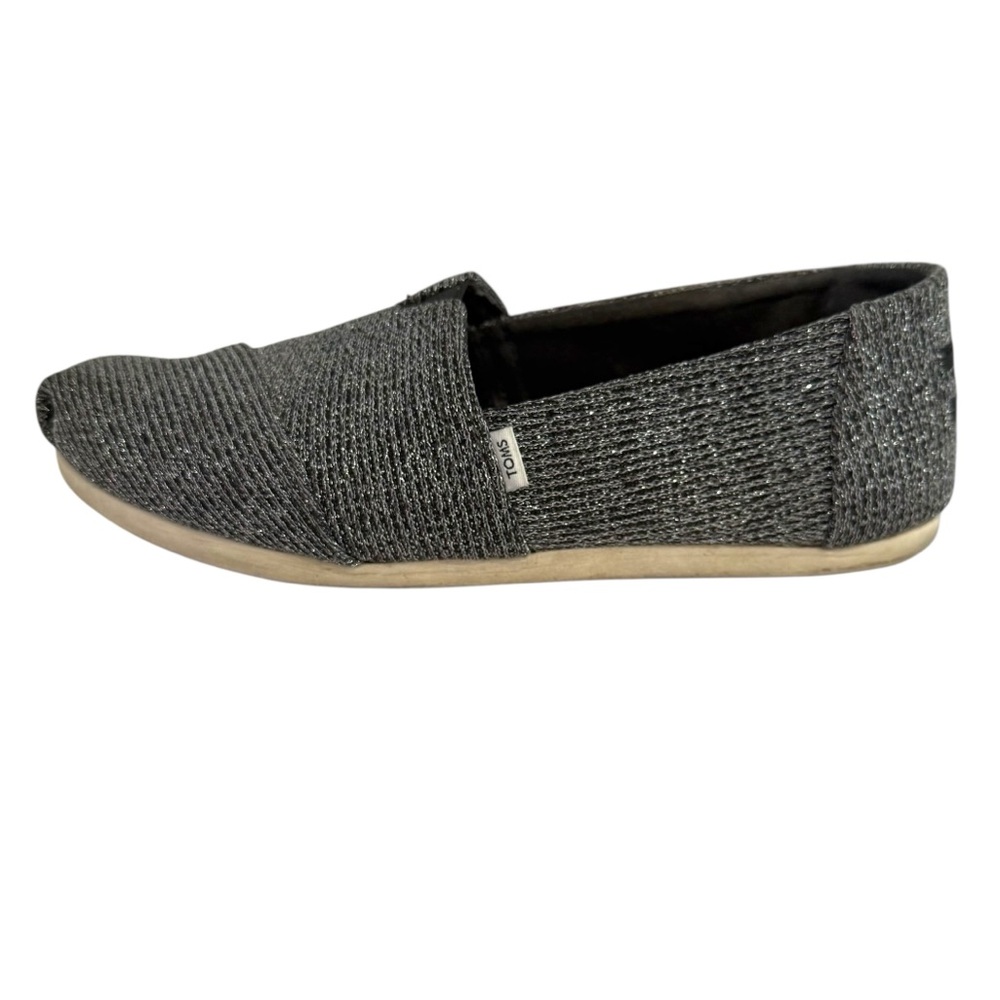 TOMS Women’s 7.5 Black Metallic Glitter Alpargata Slip-On Casual Shoes